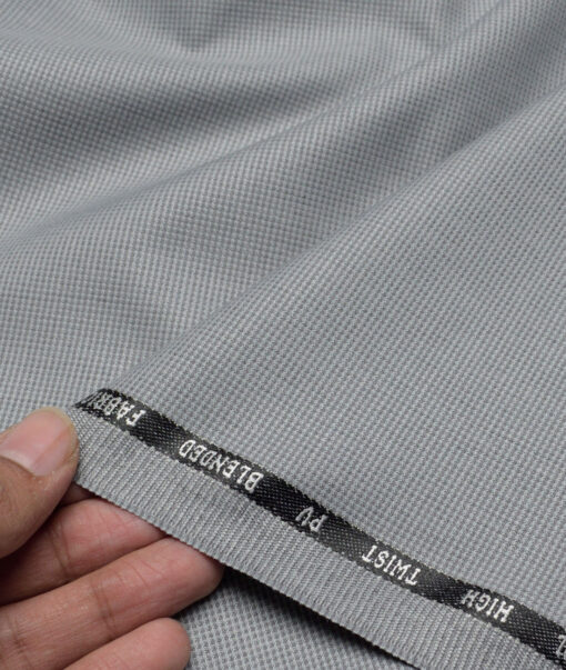 J.Hampstead  Structured Polyester Viscose Suiting Fabric (Light Grey)