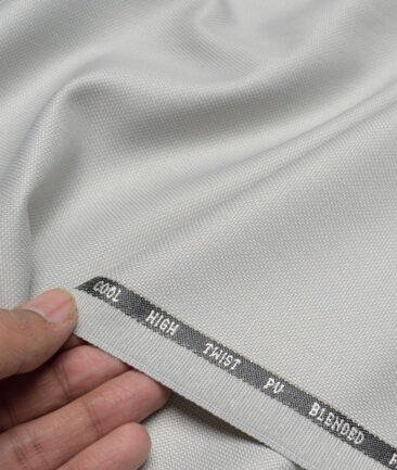 J.Hampstead  Structured Polyester Viscose Suiting Fabric (Very Light Grey)