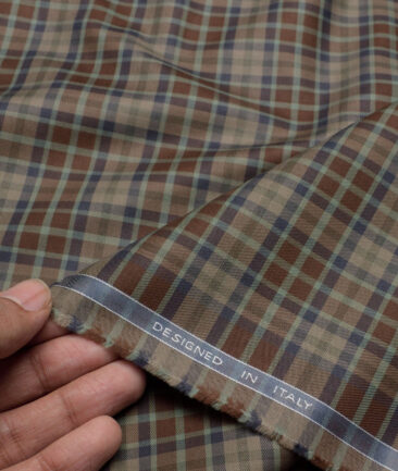 Tessitura Monti  Giza Cotton Checks Shirting Fabric (Brown)