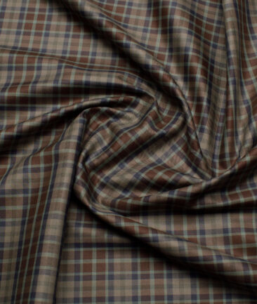 Tessitura Monti  Giza Cotton Checks Shirting Fabric (Brown)