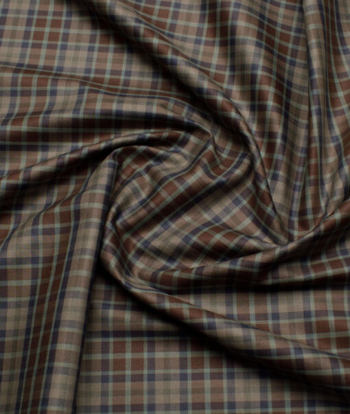 Tessitura Monti  Giza Cotton Checks Shirting Fabric (Brown)