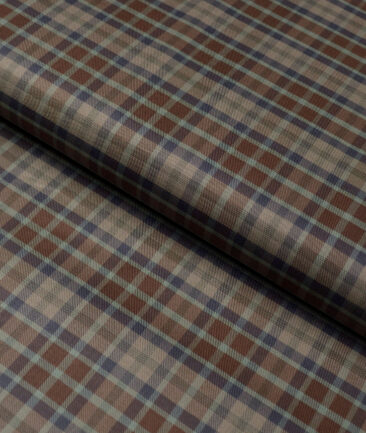 Tessitura Monti  Giza Cotton Checks Shirting Fabric (Brown)