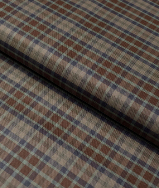 Tessitura Monti  Giza Cotton Checks Shirting Fabric (Brown)