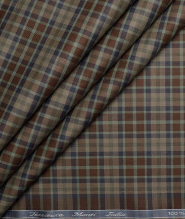 Tessitura Monti  Giza Cotton Checks Shirting Fabric (Brown)