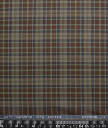 Tessitura Monti  Giza Cotton Checks Shirting Fabric (Brown)