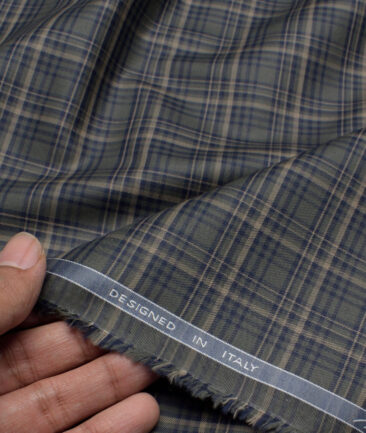 Tessitura Monti  Giza Cotton Checks Shirting Fabric (Dark Green)