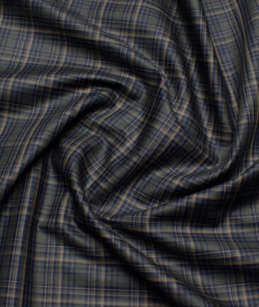 Tessitura Monti  Giza Cotton Checks Shirting Fabric (Dark Green)