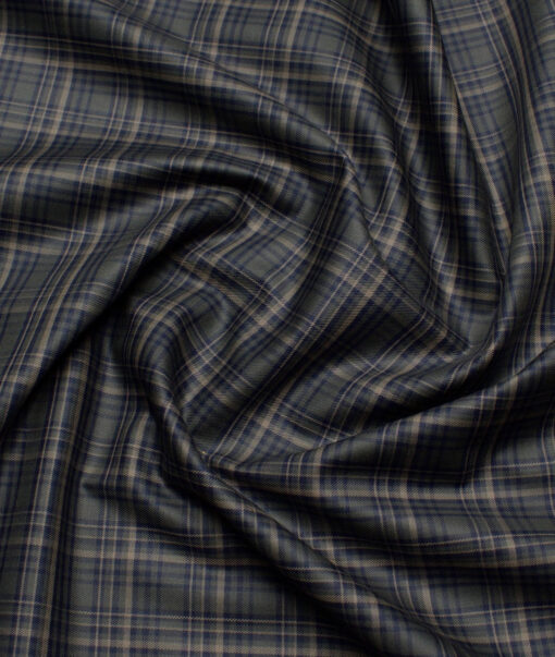 Tessitura Monti  Giza Cotton Checks Shirting Fabric (Dark Green)