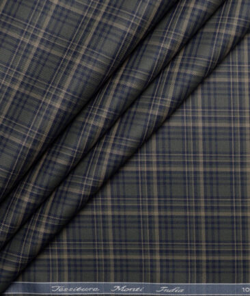 Tessitura Monti  Giza Cotton Checks Shirting Fabric (Dark Green)