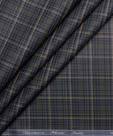 Tessitura Monti  Giza Cotton Checks Shirting Fabric (Dark Green)