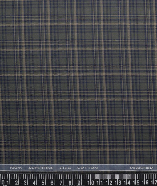 Tessitura Monti  Giza Cotton Checks Shirting Fabric (Dark Green)