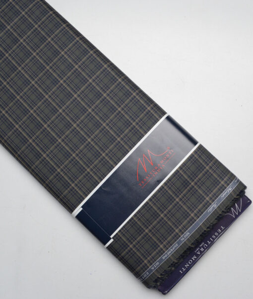 Tessitura Monti  Giza Cotton Checks Shirting Fabric (Dark Green)