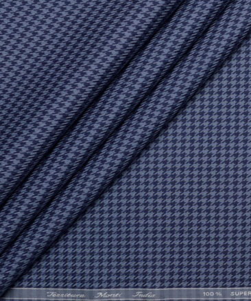 Tessitura Monti  Giza Cotton Structured Shirting Fabric (Blue)