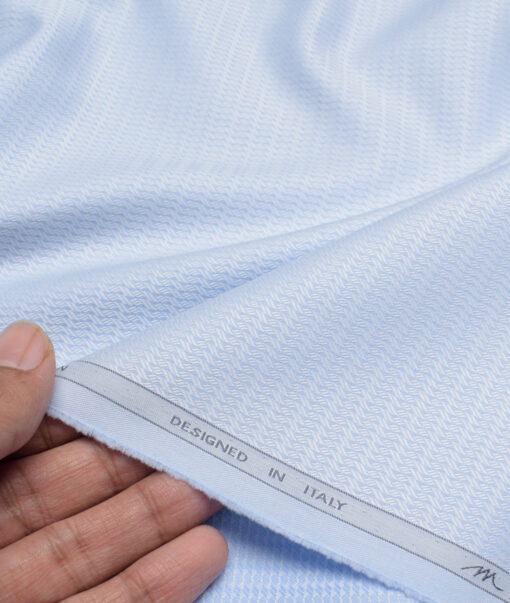 Tessitura Monti  Giza Cotton Structured Shirting Fabric (Sky Blue)
