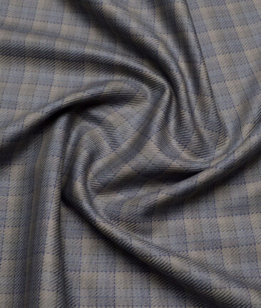 Tessitura Monti  Giza Cotton Checks Shirting Fabric (Light Brown & Grey)
