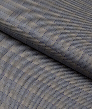 Tessitura Monti  Giza Cotton Checks Shirting Fabric (Light Brown & Grey)