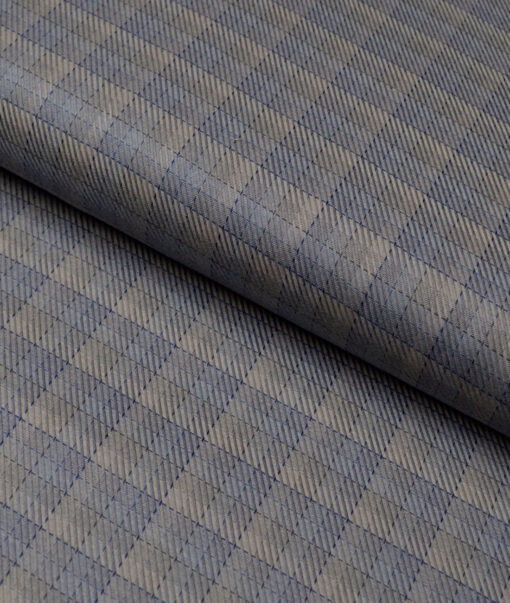 Tessitura Monti  Giza Cotton Checks Shirting Fabric (Light Brown & Grey)