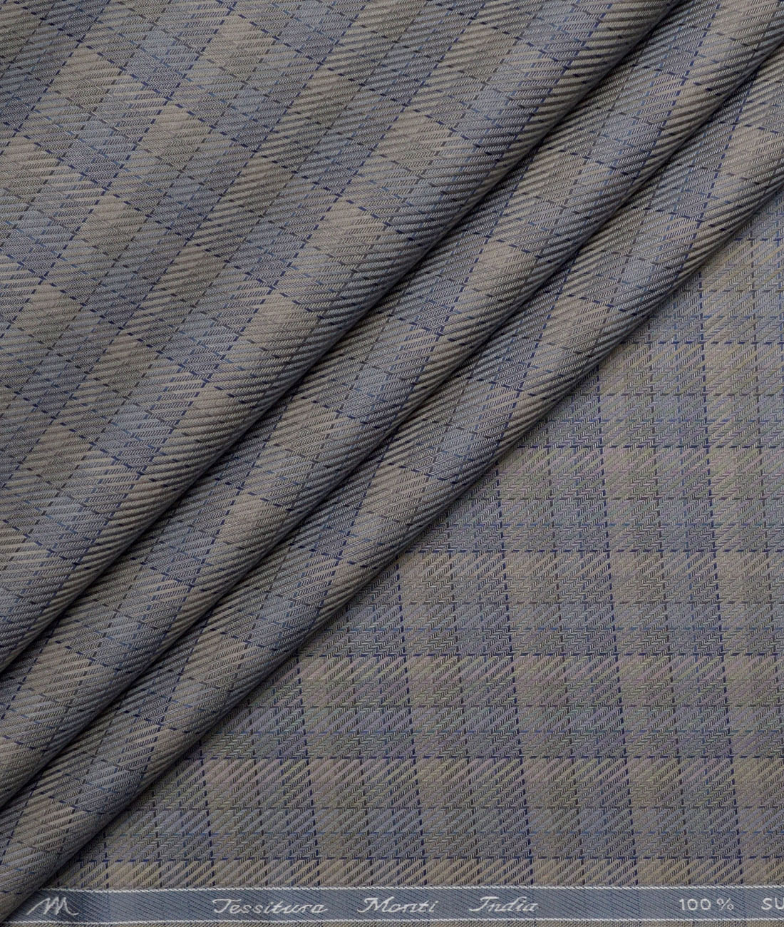Tessitura Monti Giza Cotton Checks Shirting Fabric (Light Brown & Grey) Tessitura Monti Giza Cotton Checks Shirting Fabric (Light Brown & Grey)