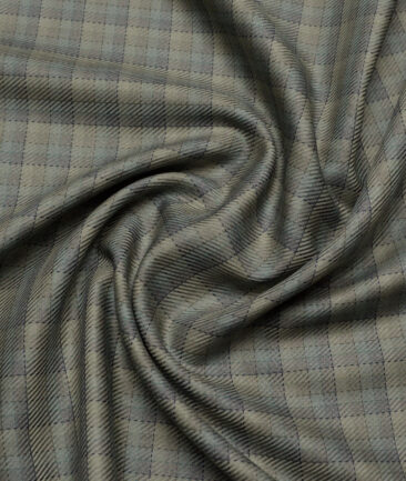 Tessitura Monti  Giza Cotton Checks Shirting Fabric (Olive Green & Grey)