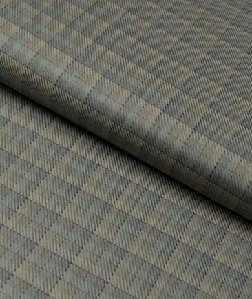 Tessitura Monti  Giza Cotton Checks Shirting Fabric (Olive Green & Grey)