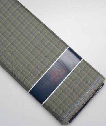 Tessitura Monti  Giza Cotton Checks Shirting Fabric (Olive Green & Grey)