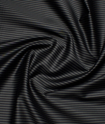Tessitura Monti 2 Ply 70's Giza Cotton Striped Shirting Fabric (Dark Green & Black)