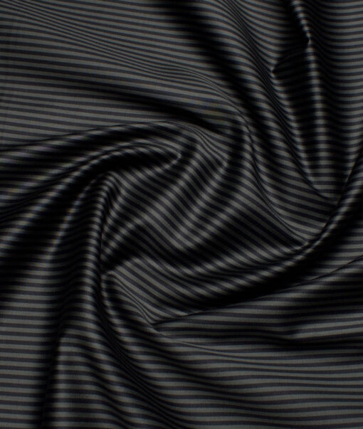 Tessitura Monti 2 Ply 70's Giza Cotton Striped Shirting Fabric (Dark Green & Black)