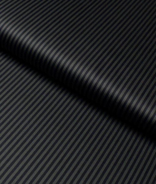 Tessitura Monti 2 Ply 70's Giza Cotton Striped Shirting Fabric (Dark Green & Black)