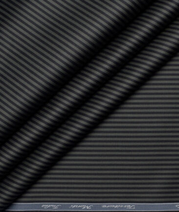Tessitura Monti 2 Ply 70's Giza Cotton Striped Shirting Fabric (Dark Green & Black)