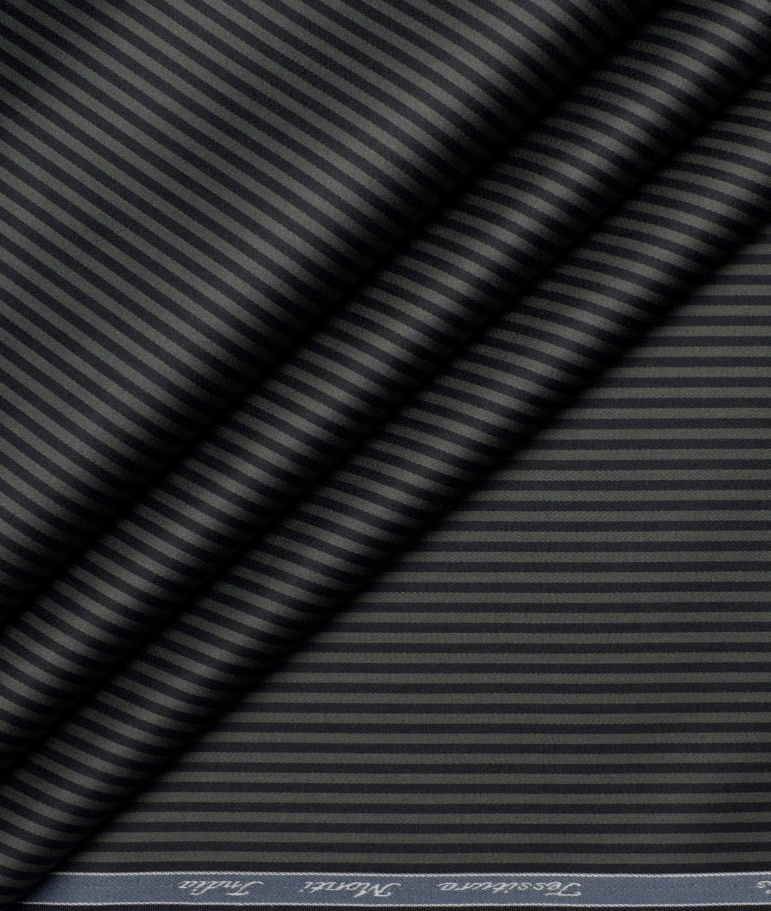 Tessitura Monti 2 Ply 70's Giza Cotton Striped Shirting Fabric (Dark Green & Black) Tessitura Monti 2 Ply 70's Giza Cotton Striped Shirting Fabric (Dark Green & Black)