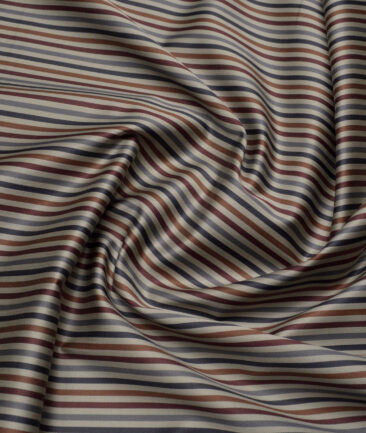 Tessitura Monti 2 Ply 70's Giza Cotton Striped Shirting Fabric (Light Brown & Copper)