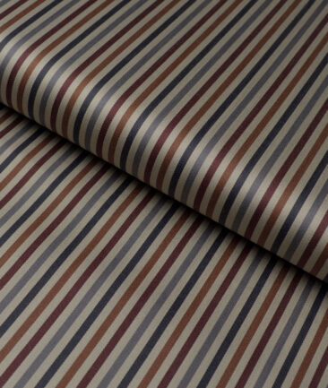 Tessitura Monti 2 Ply 70's Giza Cotton Striped Shirting Fabric (Light Brown & Copper)