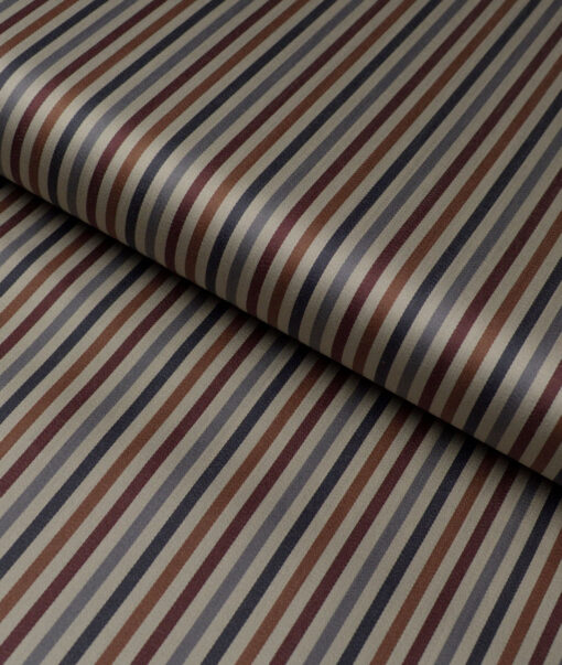 Tessitura Monti 2 Ply 70's Giza Cotton Striped Shirting Fabric (Light Brown & Copper)