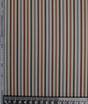 Tessitura Monti 2 Ply 70's Giza Cotton Striped Shirting Fabric (Light Brown & Copper)