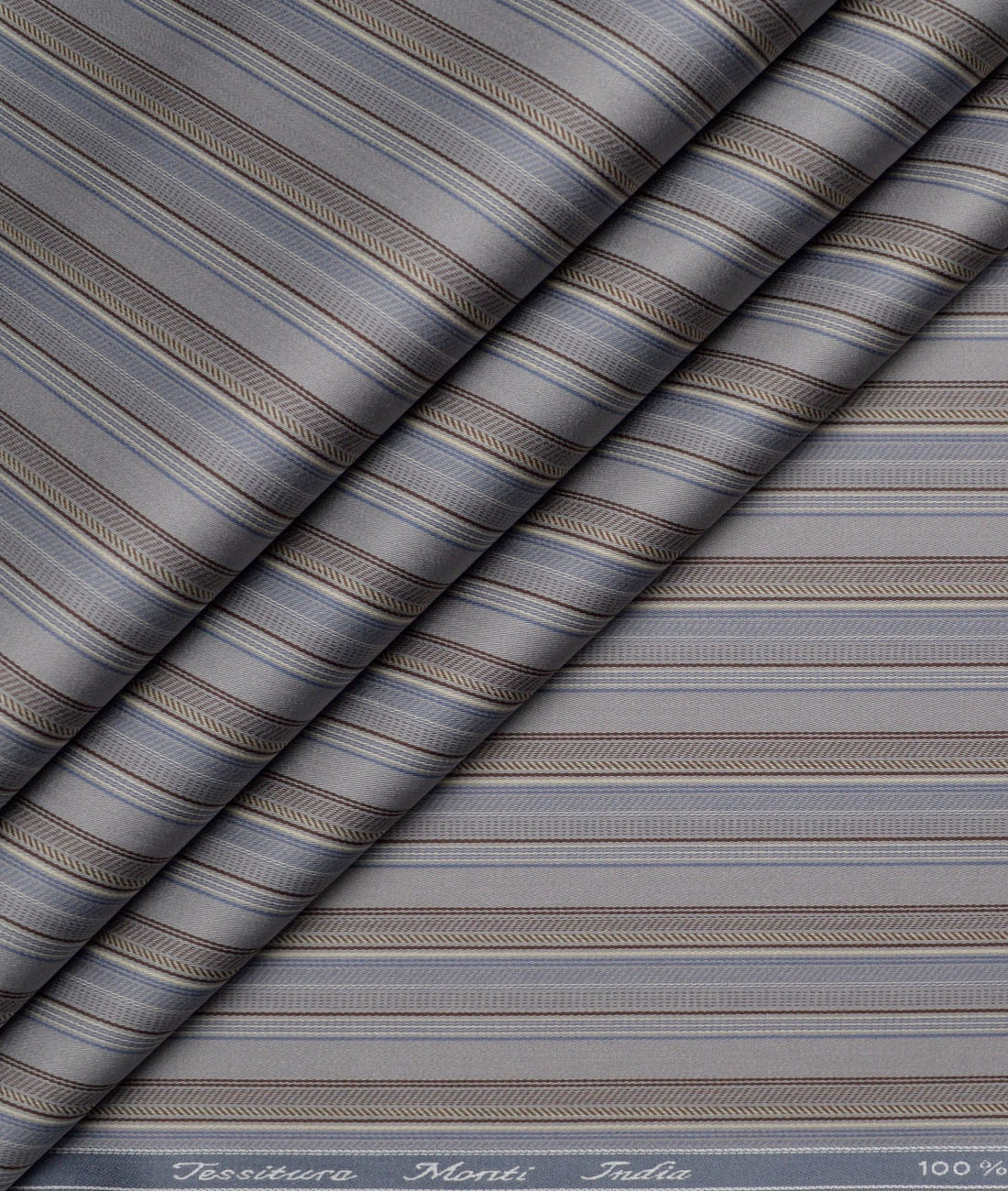 Tessitura Monti 2 Ply 70's Giza Cotton Striped Shirting Fabric (Grey & Brown) Tessitura Monti 2 Ply 70's Giza Cotton Striped Shirting Fabric (Grey & Brown)
