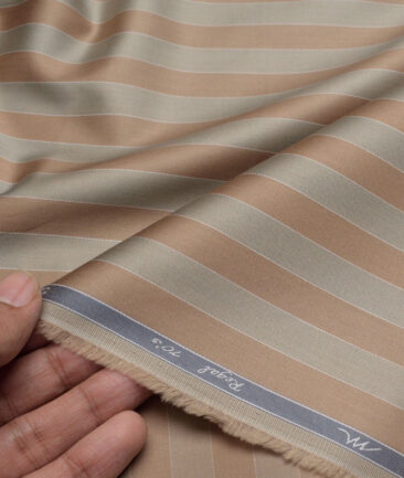 Tessitura Monti 2 Ply 70's Giza Cotton Striped Shirting Fabric (Brown)