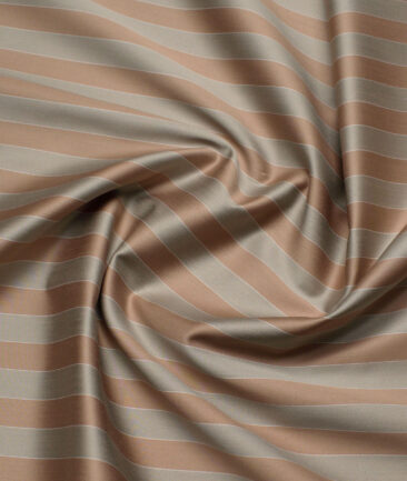 Tessitura Monti 2 Ply 70's Giza Cotton Striped Shirting Fabric (Brown)