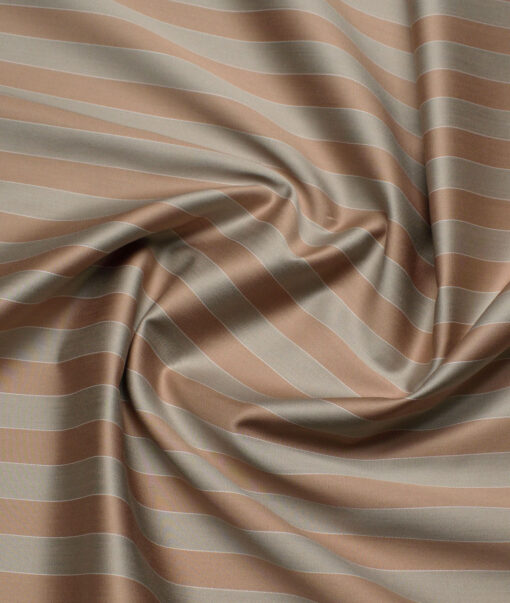 Tessitura Monti 2 Ply 70's Giza Cotton Striped Shirting Fabric (Brown)