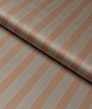 Tessitura Monti 2 Ply 70's Giza Cotton Striped Shirting Fabric (Brown)