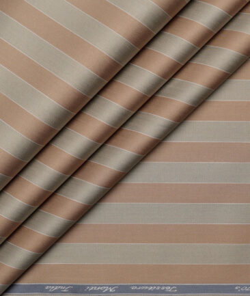 Tessitura Monti 2 Ply 70's Giza Cotton Striped Shirting Fabric (Brown)