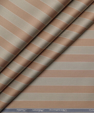 Tessitura Monti 2 Ply 70's Giza Cotton Striped Shirting Fabric (Brown)