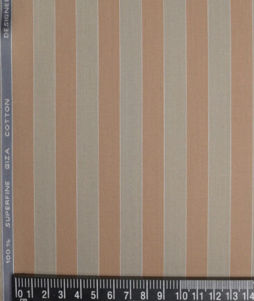 Tessitura Monti 2 Ply 70's Giza Cotton Striped Shirting Fabric (Brown)
