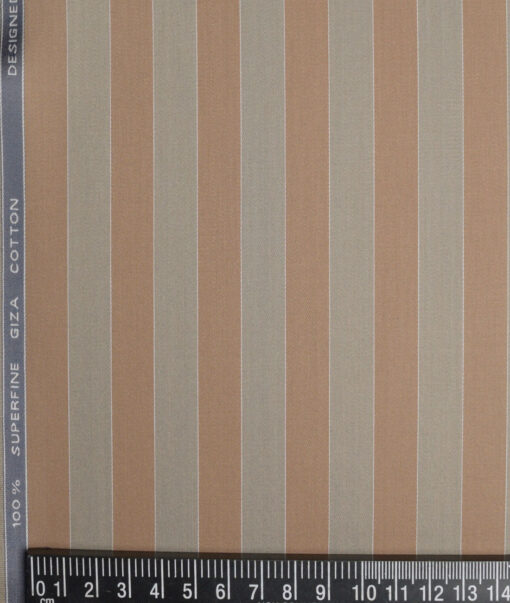 Tessitura Monti 2 Ply 70's Giza Cotton Striped Shirting Fabric (Brown)