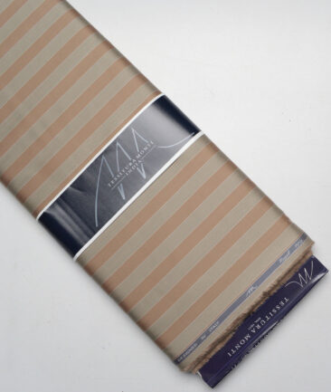 Tessitura Monti 2 Ply 70's Giza Cotton Striped Shirting Fabric (Brown)
