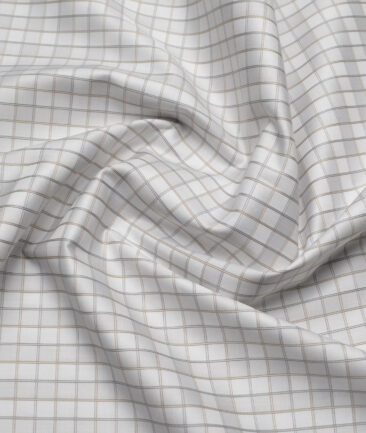 Tessitura Monti 2 Ply 70's Giza Cotton Checks Shirting Fabric (Light Grey)