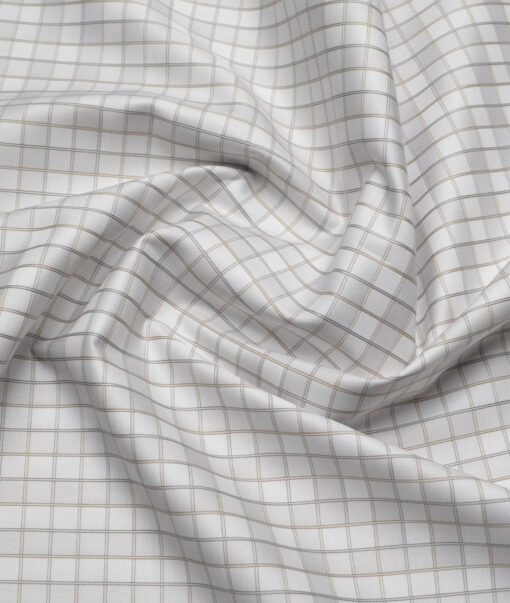 Tessitura Monti 2 Ply 70's Giza Cotton Checks Shirting Fabric (Light Grey)