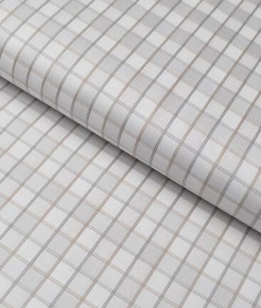 Tessitura Monti 2 Ply 70's Giza Cotton Checks Shirting Fabric (Light Grey)