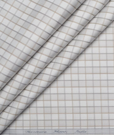 Tessitura Monti 2 Ply 70's Giza Cotton Checks Shirting Fabric (Light Grey)