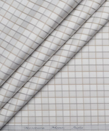 Tessitura Monti 2 Ply 70's Giza Cotton Checks Shirting Fabric (Light Grey)