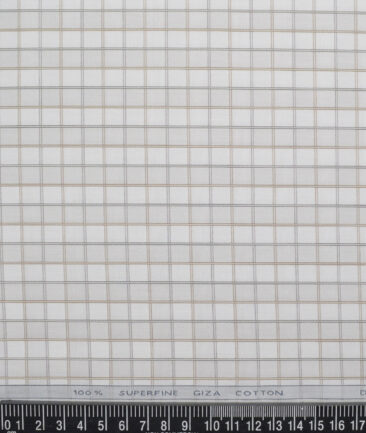 Tessitura Monti 2 Ply 70's Giza Cotton Checks Shirting Fabric (Light Grey)